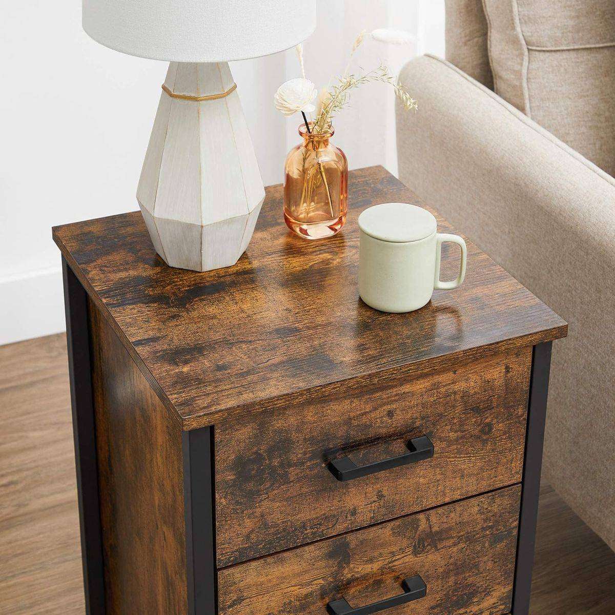 3-Drawer Bedside Table - Wooden Nightstand for Bedroom Storage