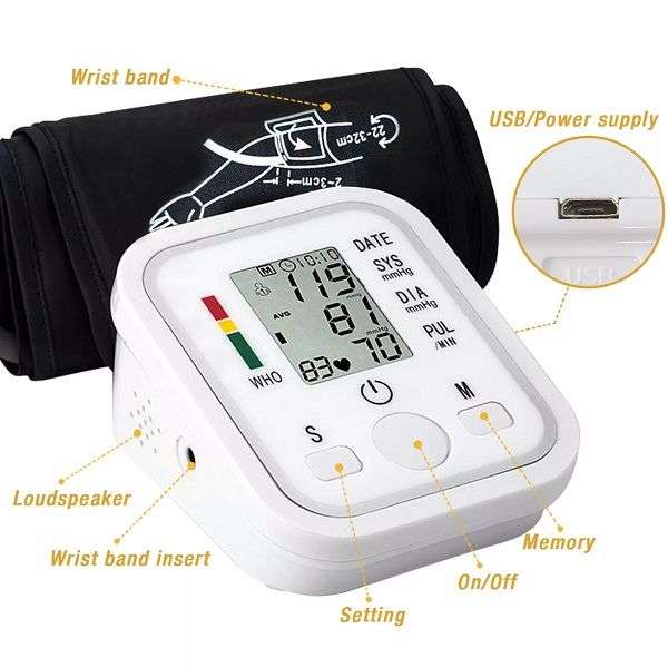 Digital Blood Pressure Monitor Upper Arm Automatic BP Machine Pulse Meter