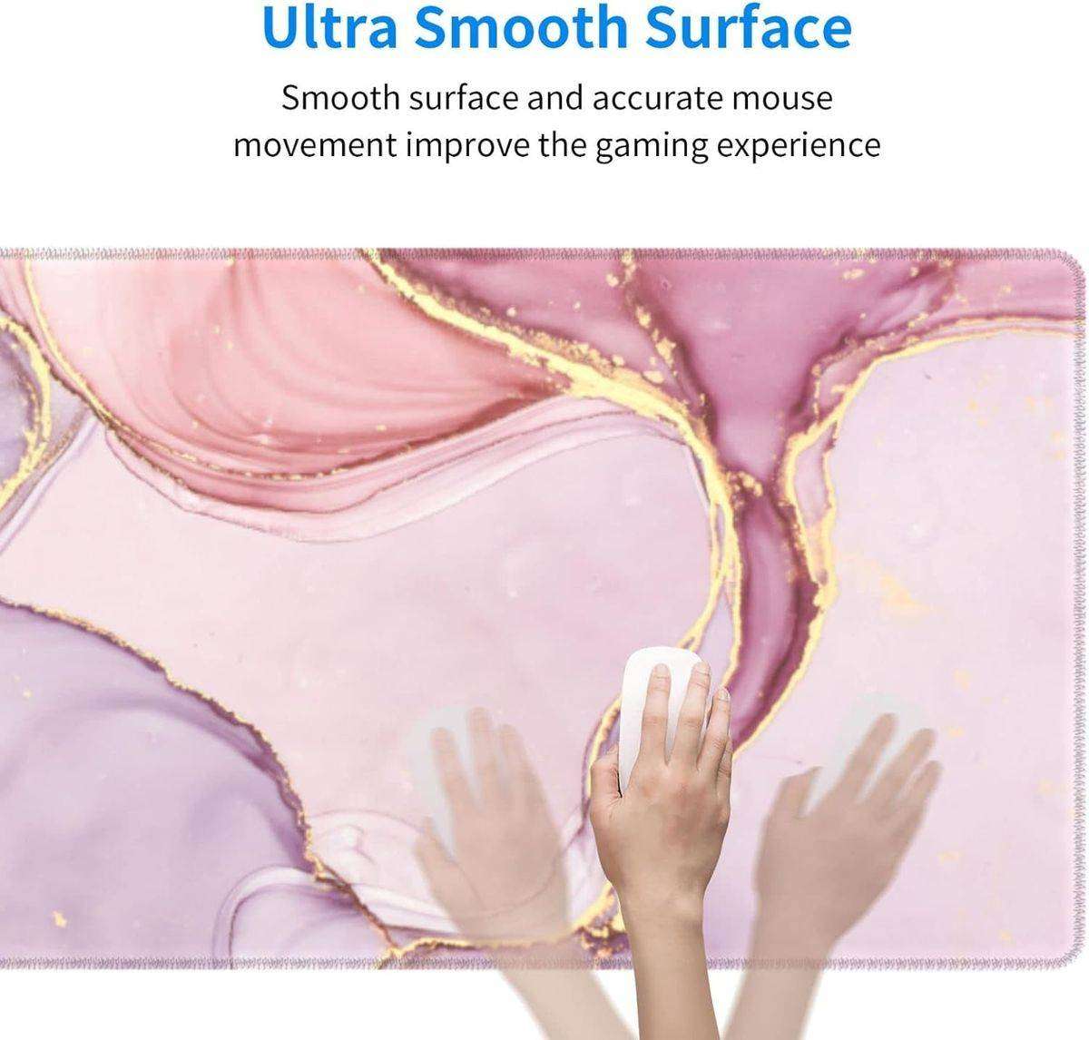 Upgraded Large Size Anti-Slip Pink Marble Gaming Mouse Pad Office Desk