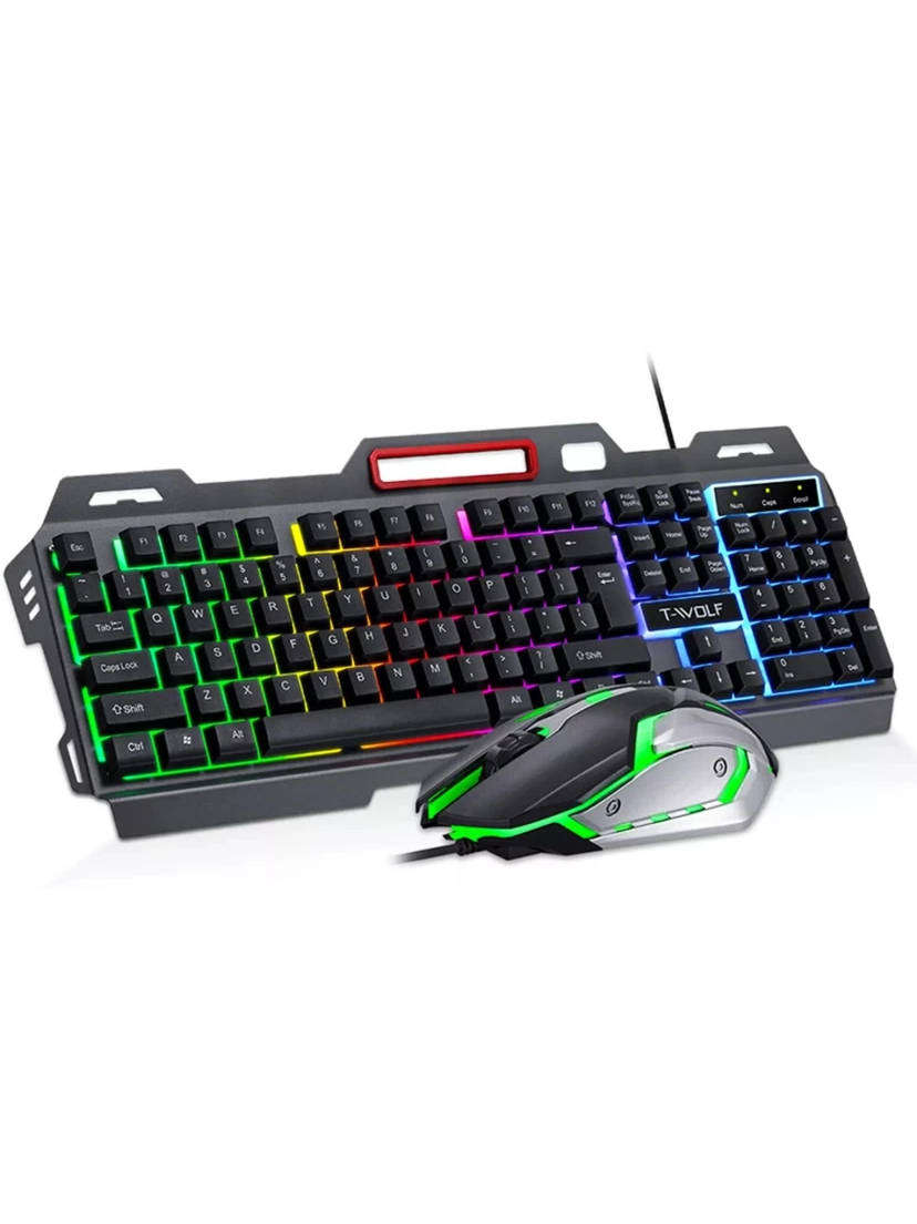 T-WOLF TF600 104-Key Wired Backlit Keyboard and Mouse Combo