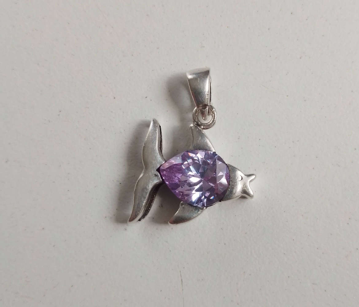 Amethyst fish pendant