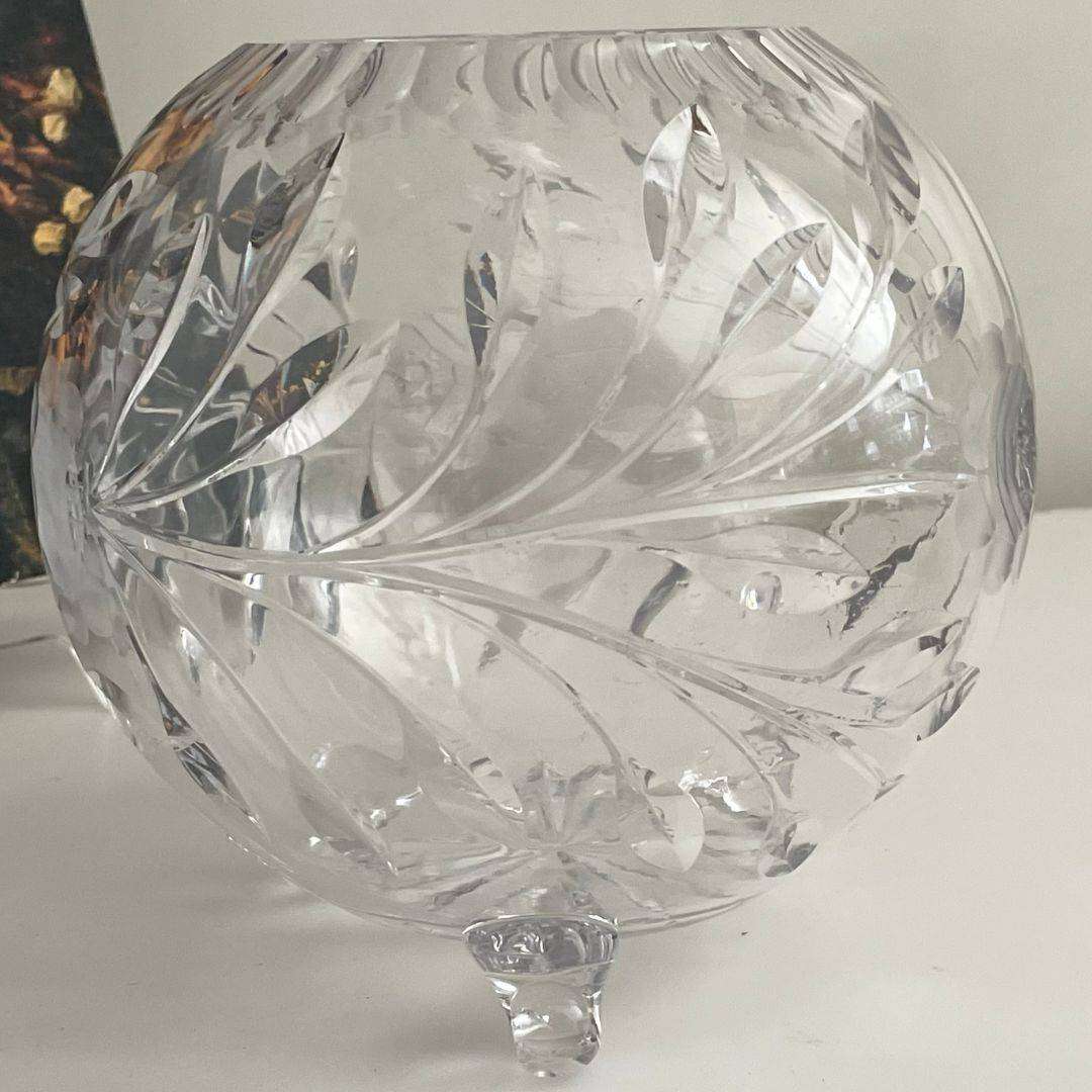 Royal Brierley Rose Lead Crystal Bowl 16.5cm 3 Footed Gray Cut Discontinued
