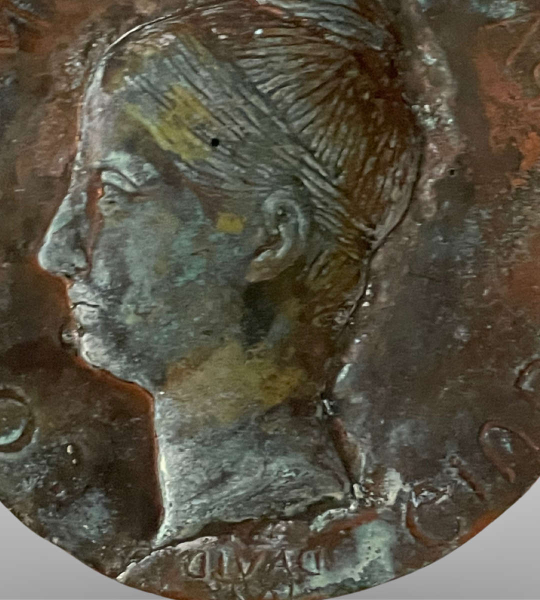 Rare 1828 bronze medallion by David dAngers  featuring Italian soprano Giuditta Pasta. Museum-wort