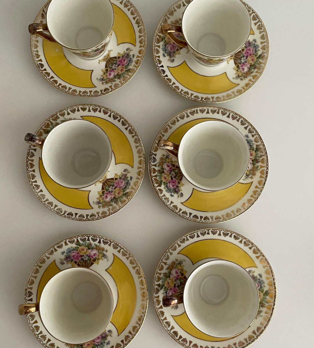 Vintage Protea China 15-Piece Tea Set  Yellow Floral with Gilt Trim