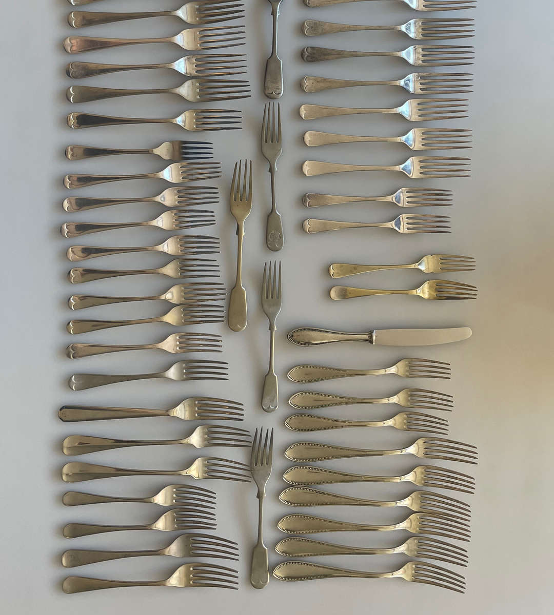 Rare Collection of 85 Antique & Vintage Silver-Plated and Nickel Silver Forks - Wellner, JR & Sons,