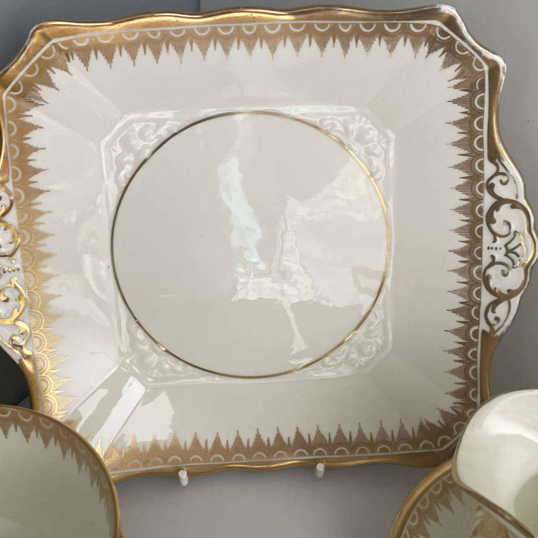 Vintage Art Deco Plant Tuscan China Tea Set  22K Gold Gilded  Circa 1936+  Made in England  23 P