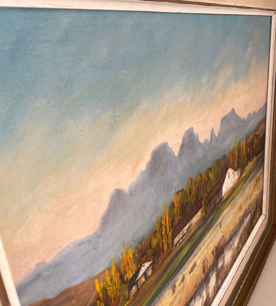 Vintage Oil Painting by S.E. Hanaffey  South African Farm Scene  60x45.5cm  Rustic Double Frame