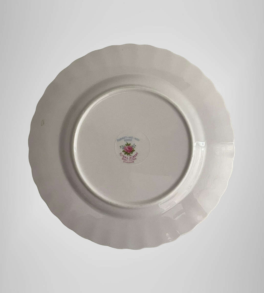 Royal Albert "Forget-Me-Not Rose" Bread & Butter Plate  Bone China, Gold Trim  1960s Vintage