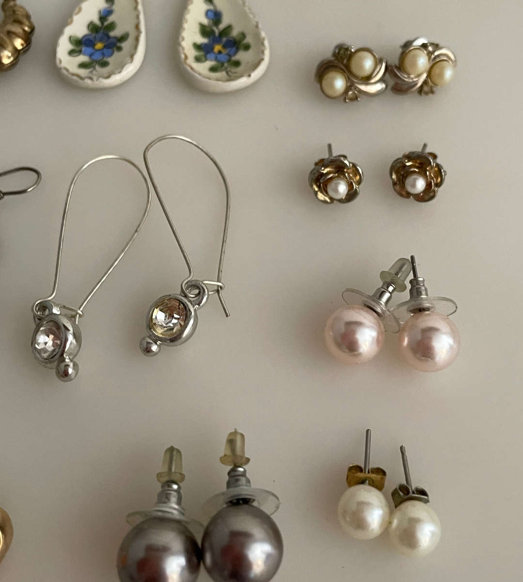 Reduced - Vintage Costume Jewelry Lot  64 Pairs Earrings + Pendants & Scarf Clip  Clip-ons, Studs