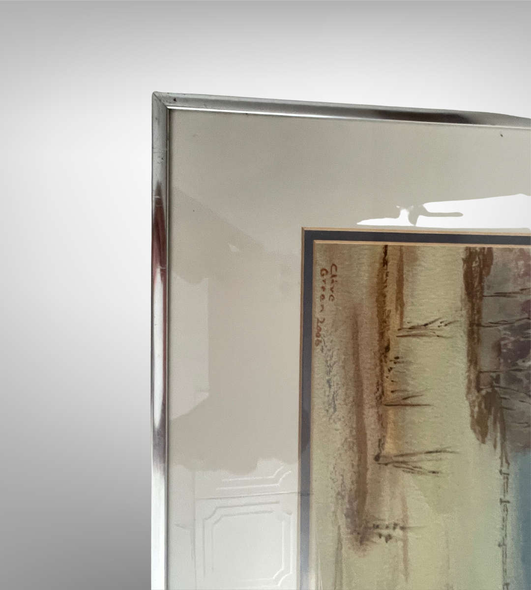 Clive Green 2006 Framed Watercolor Landscape  Signed Artwork  Metal Frame  48cm x 39cm