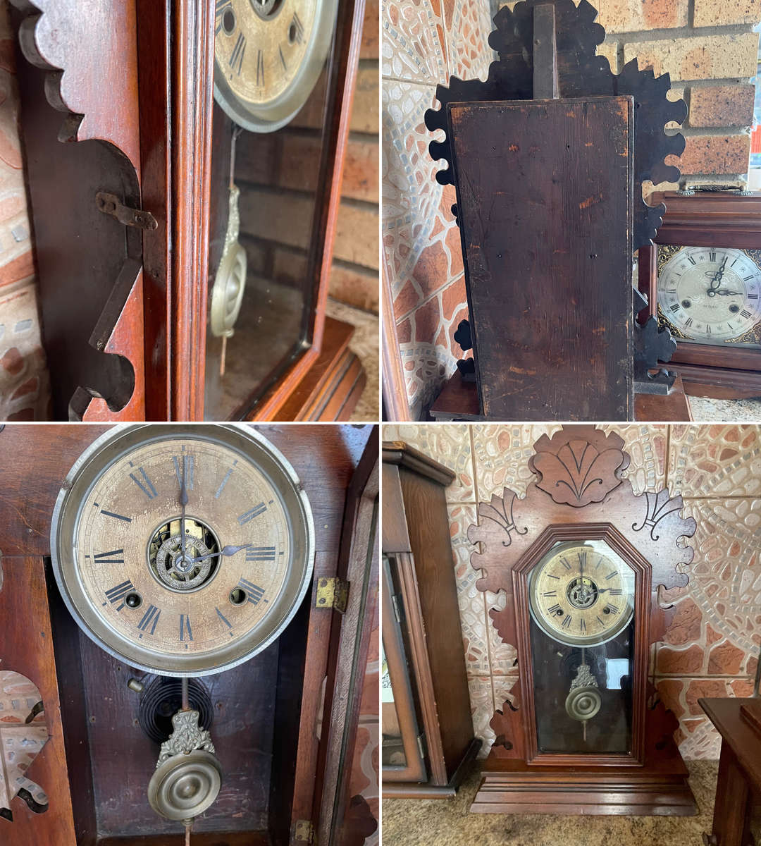Lot of Antique & Vintage Wall Clocks  Three Star, Blessing, Ansonia (For Restoration)