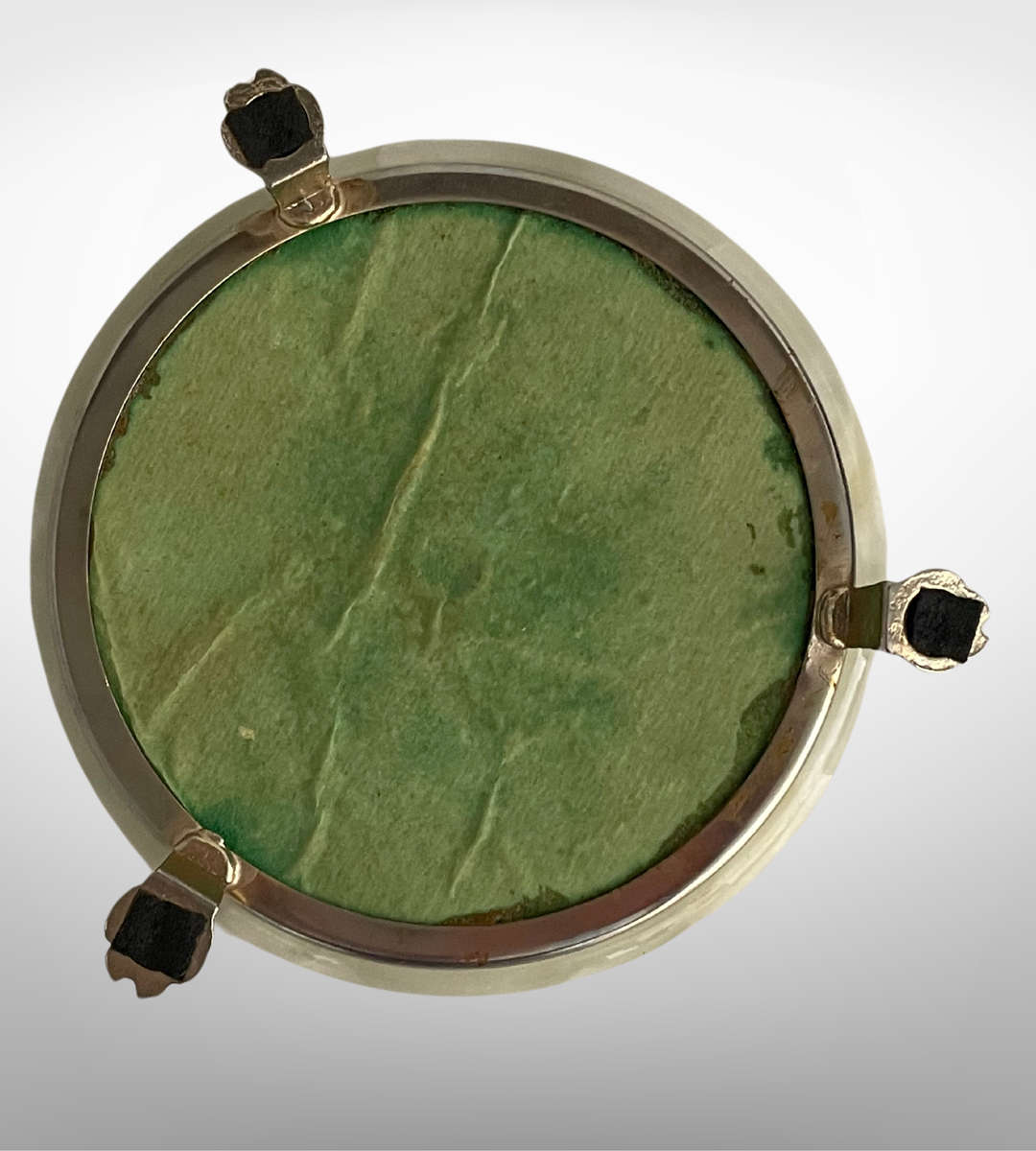 Vintage Green Onyx & Gold Plated Lion Footed Ashtray  Round Cigarette Rest/Trinket Holder, 14.5cm D