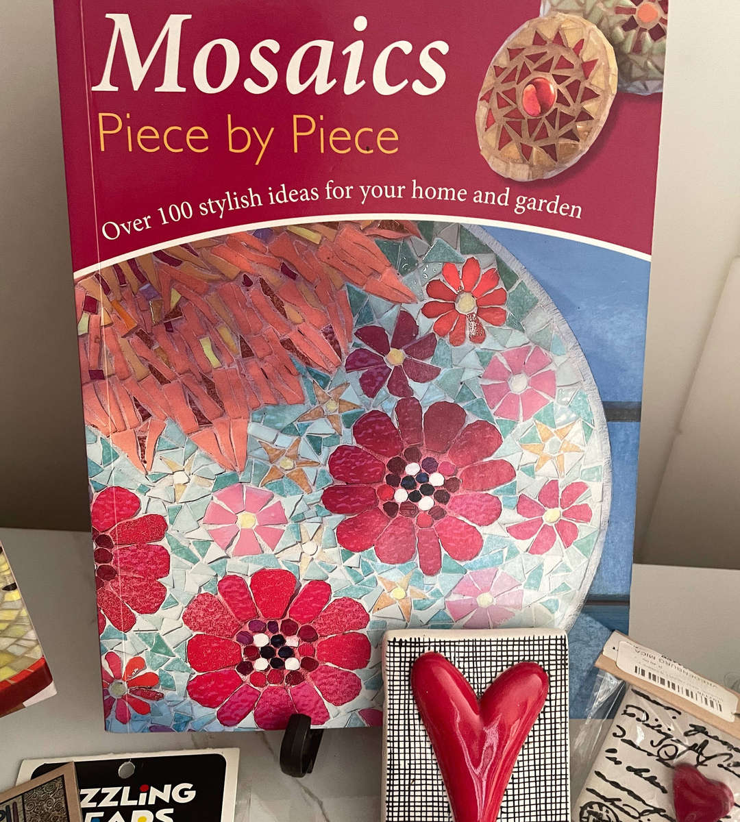 Reserved For Nadine: Lot of Over 12.7kg 70 Mosaic Squares with 12 Holders + Tools & 4 Mosaic Books