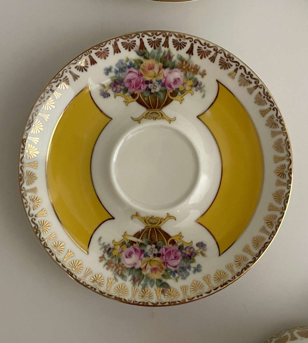 Vintage Protea China 15-Piece Tea Set  Yellow Floral with Gilt Trim
