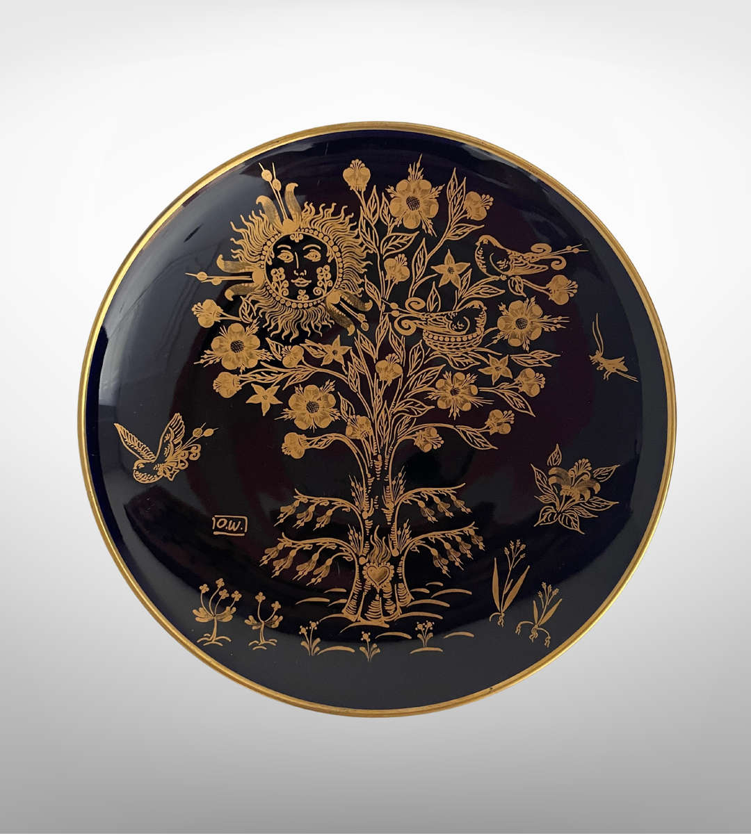 Vintage German Hutschenreuther Porcelain Bowl  Real Cobalt with Gold Décor (1970s)