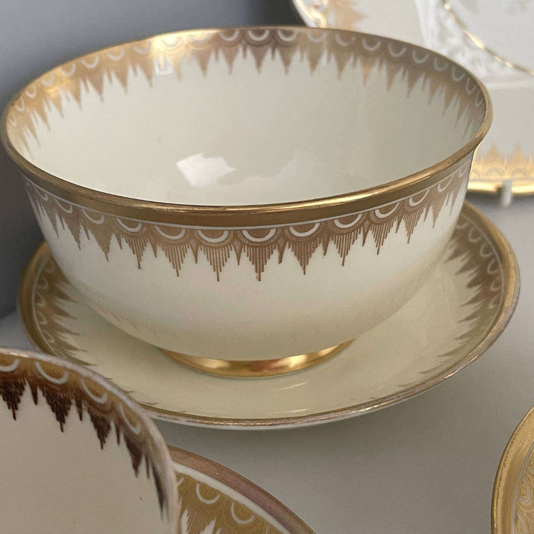 Vintage Art Deco Plant Tuscan China Tea Set  22K Gold Gilded  Circa 1936+  Made in England  23 P