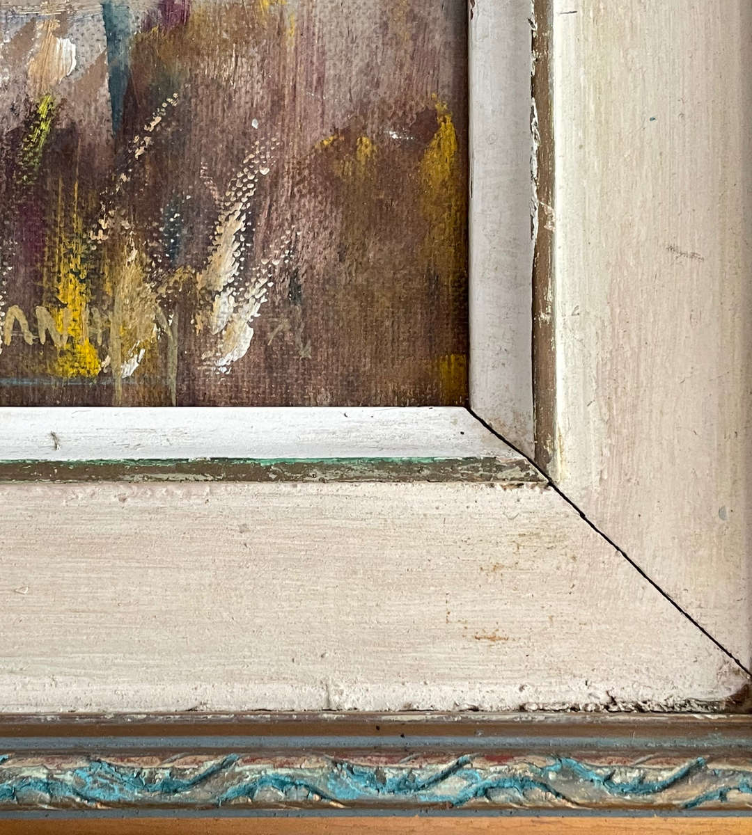 Vintage Oil Painting by S.E. Hanaffey  South African Farm Scene  60x45.5cm  Rustic Double Frame