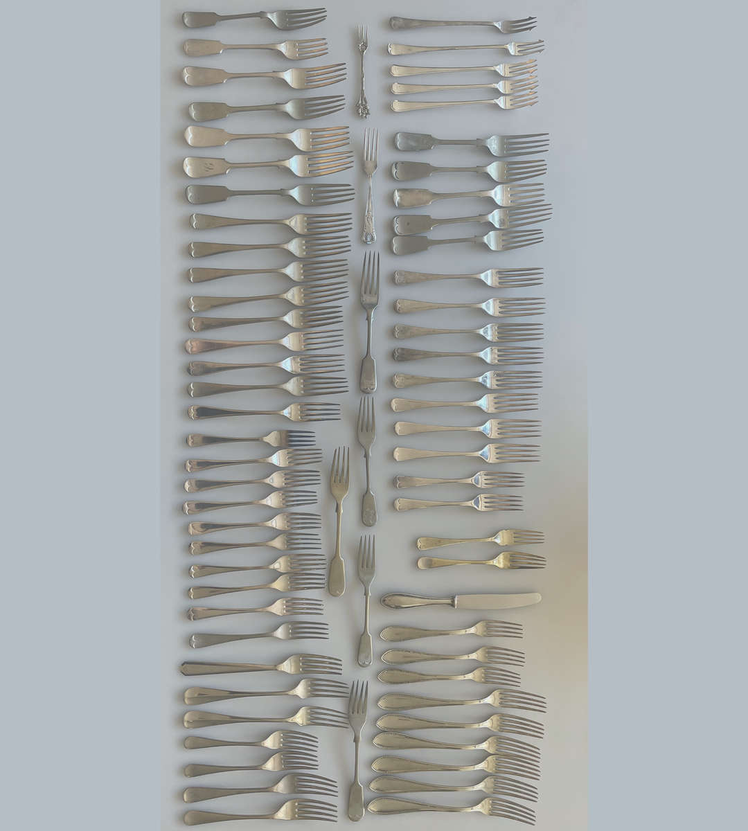 Rare Collection of 85 Antique & Vintage Silver-Plated and Nickel Silver Forks - Wellner, JR & Sons,