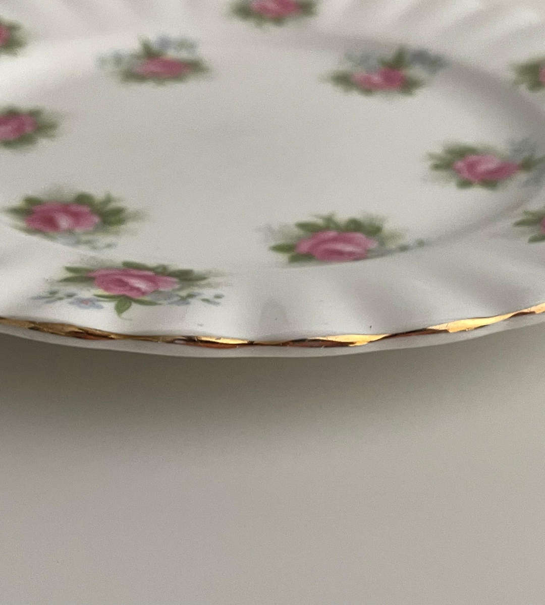 Royal Albert "Forget-Me-Not Rose" Bread & Butter Plate  Bone China, Gold Trim  1960s Vintage
