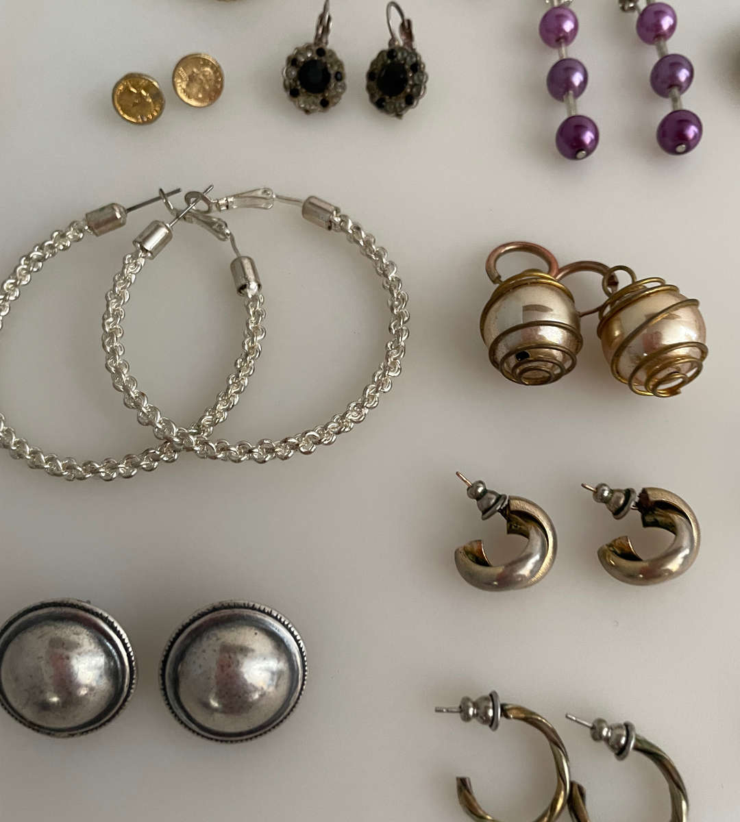 Reduced - Vintage Costume Jewelry Lot  64 Pairs Earrings + Pendants & Scarf Clip  Clip-ons, Studs