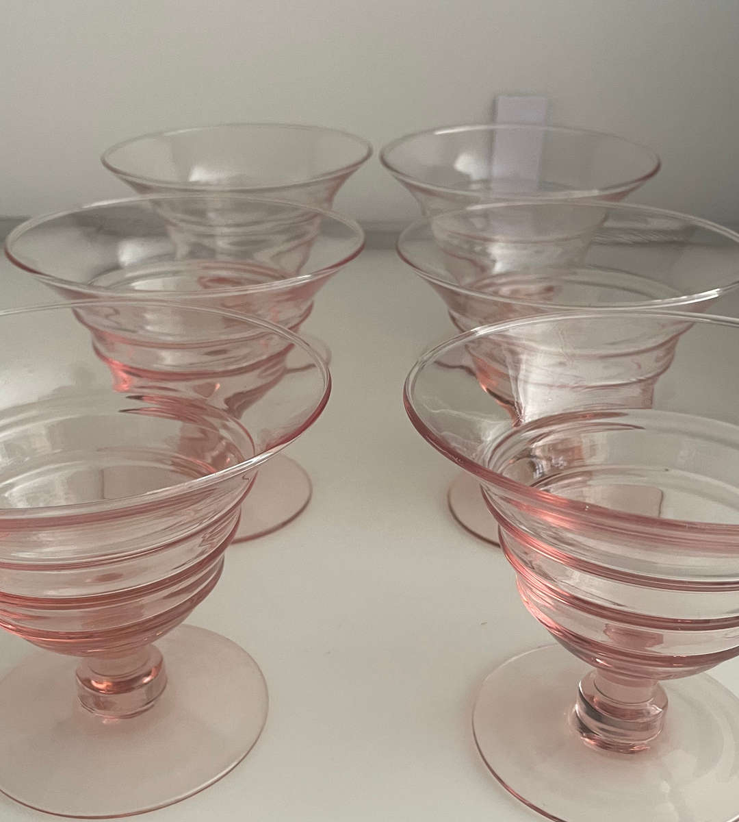 Set of 6 Vintage Pink Dessert Coupe Glasses  Princess House Pastel Parfait