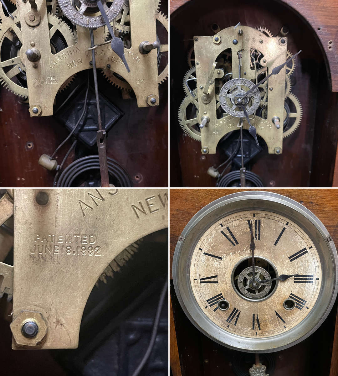 Lot of Antique & Vintage Wall Clocks  Three Star, Blessing, Ansonia (For Restoration)