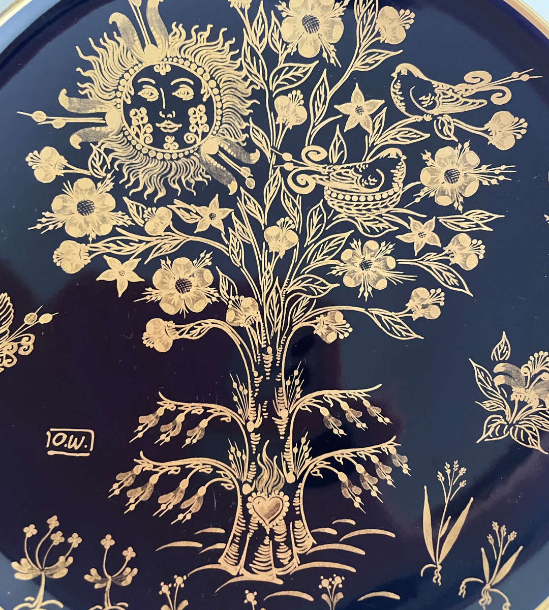 Vintage German Hutschenreuther Porcelain Bowl  Real Cobalt with Gold Décor (1970s)