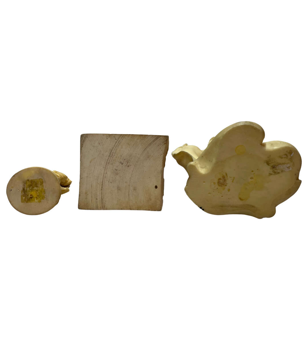 3pc Vintage Resin Sculpture Collection  Michelangelos David, Nude Goddess, and Rare Oriental Okimono