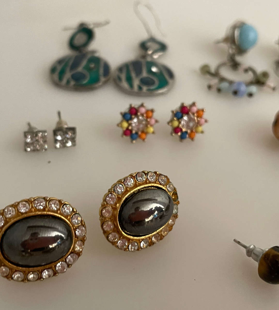 Reduced - Vintage Costume Jewelry Lot  64 Pairs Earrings + Pendants & Scarf Clip  Clip-ons, Studs