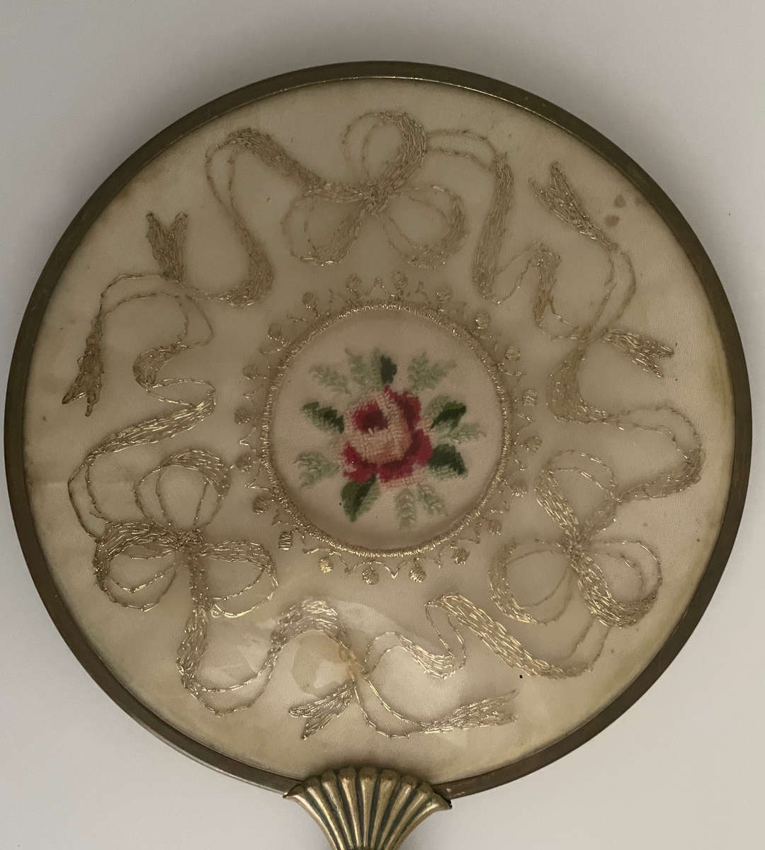 8-Piece Vintage Petit Point & Cross-Stitch Vanity Décor Set with H&K Tunstall Cup & Saucer