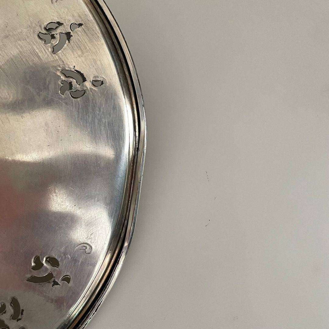 Vintage Primrose Plate 0116 Silver-Plated Tray  EP Copper with B.M. Mounts  AS-IS  25cm