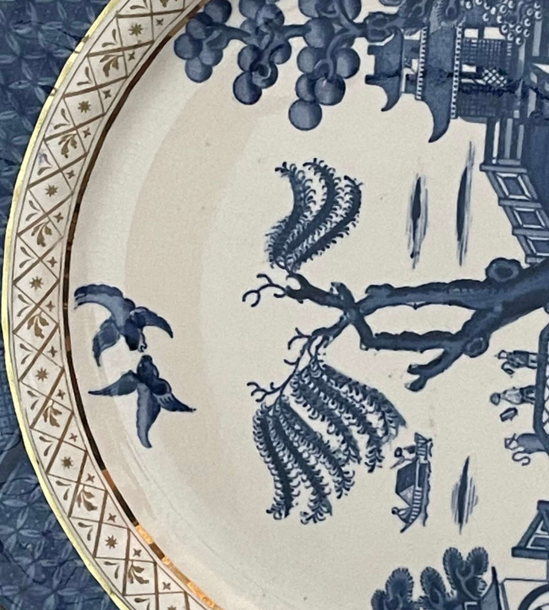 Antique Booths Real Old Willow Dinner Plate | Scalloped Rim | c.1912-1930 | 10.25 Inch (26cm) | Blue