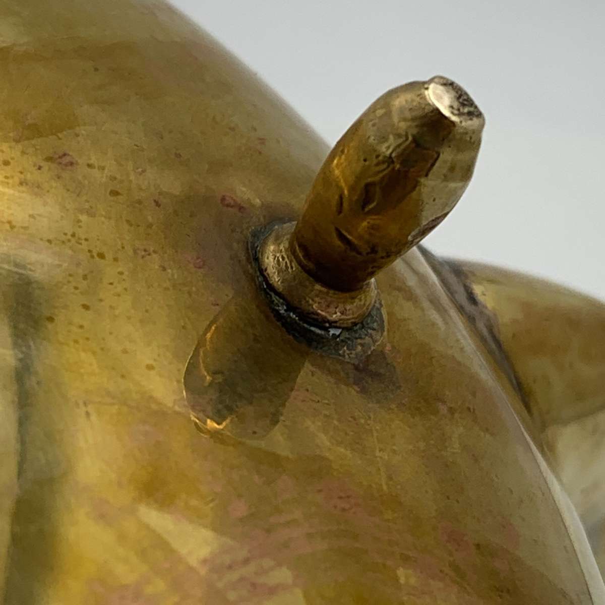 Antique Dutch Brass Toddy Kettle with Swiveling Wooden Handle