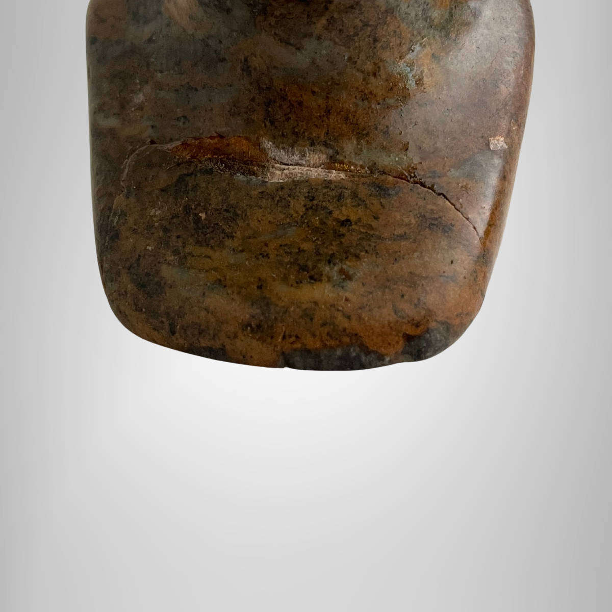 Vintage African Soapstone Bust  Hand-Carved Male Figure  13 cm  Aged Patina with Surface Crack