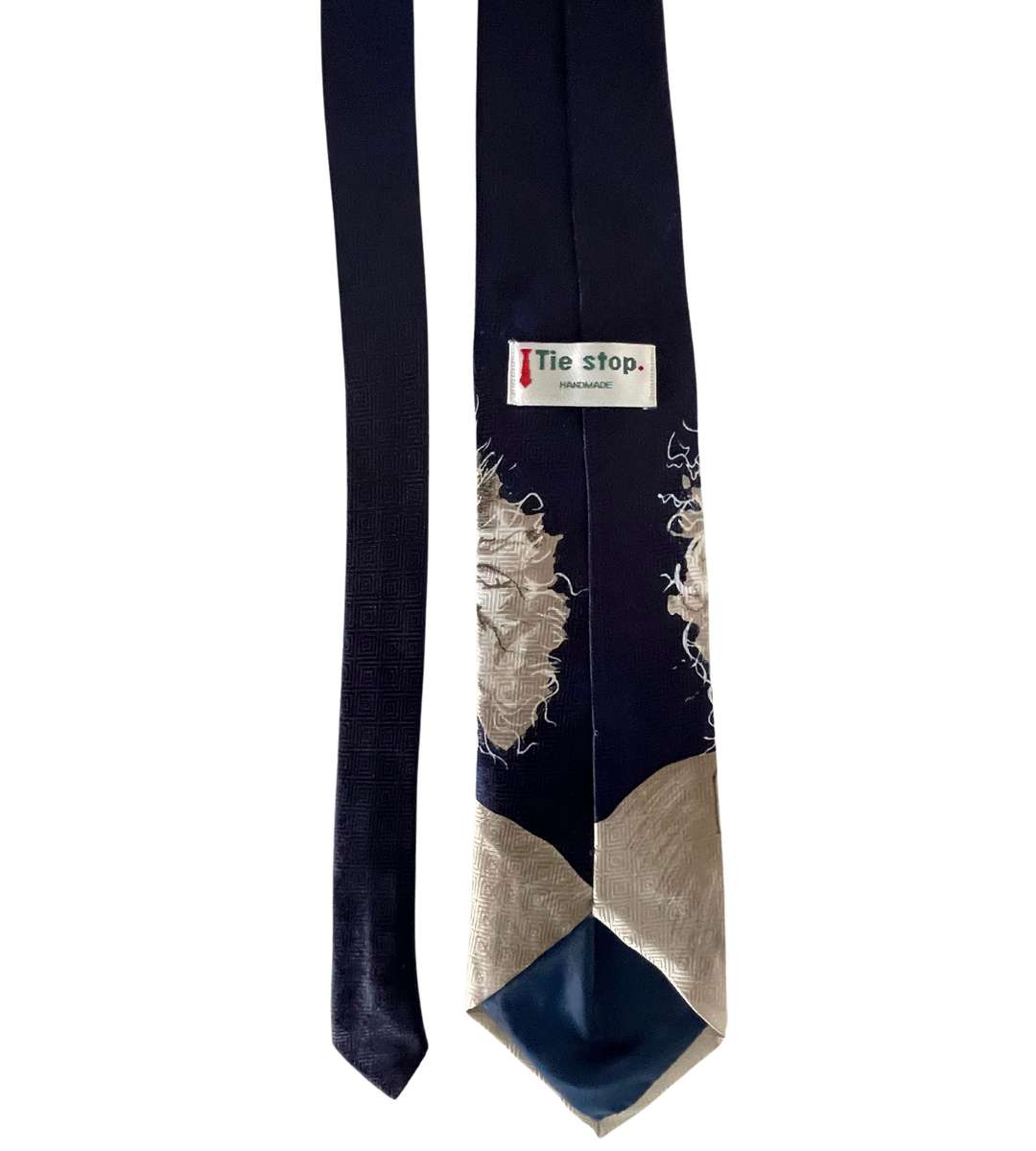 Vintage Handmade Navy Blue Einstein EMC^2 Physics Science Mens Neck Tie - Original with Einstein Im