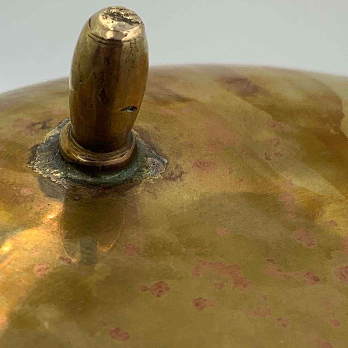 Antique Dutch Brass Toddy Kettle with Swiveling Wooden Handle