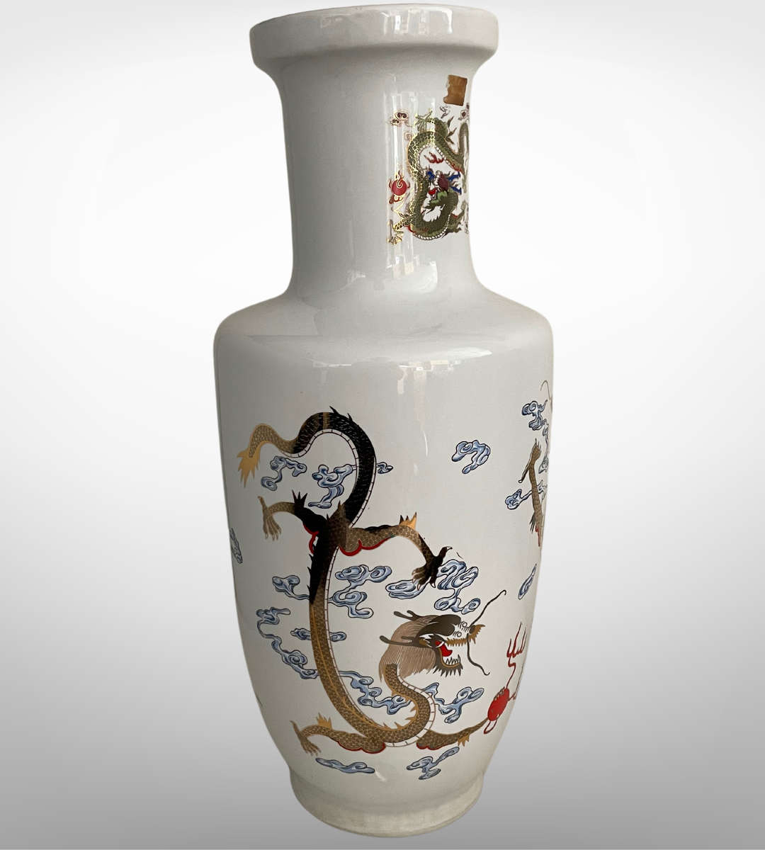 Huge 47cm Chinese Golden Dragon Porcelain Vase  5-Clawed Design