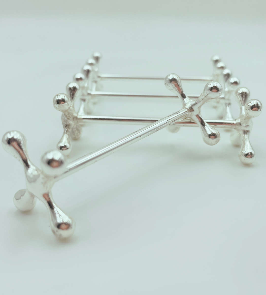 Set of 4 WMF Silver Plated Knife Rests - Art Deco Jacks Shape, 1930s Vintage German