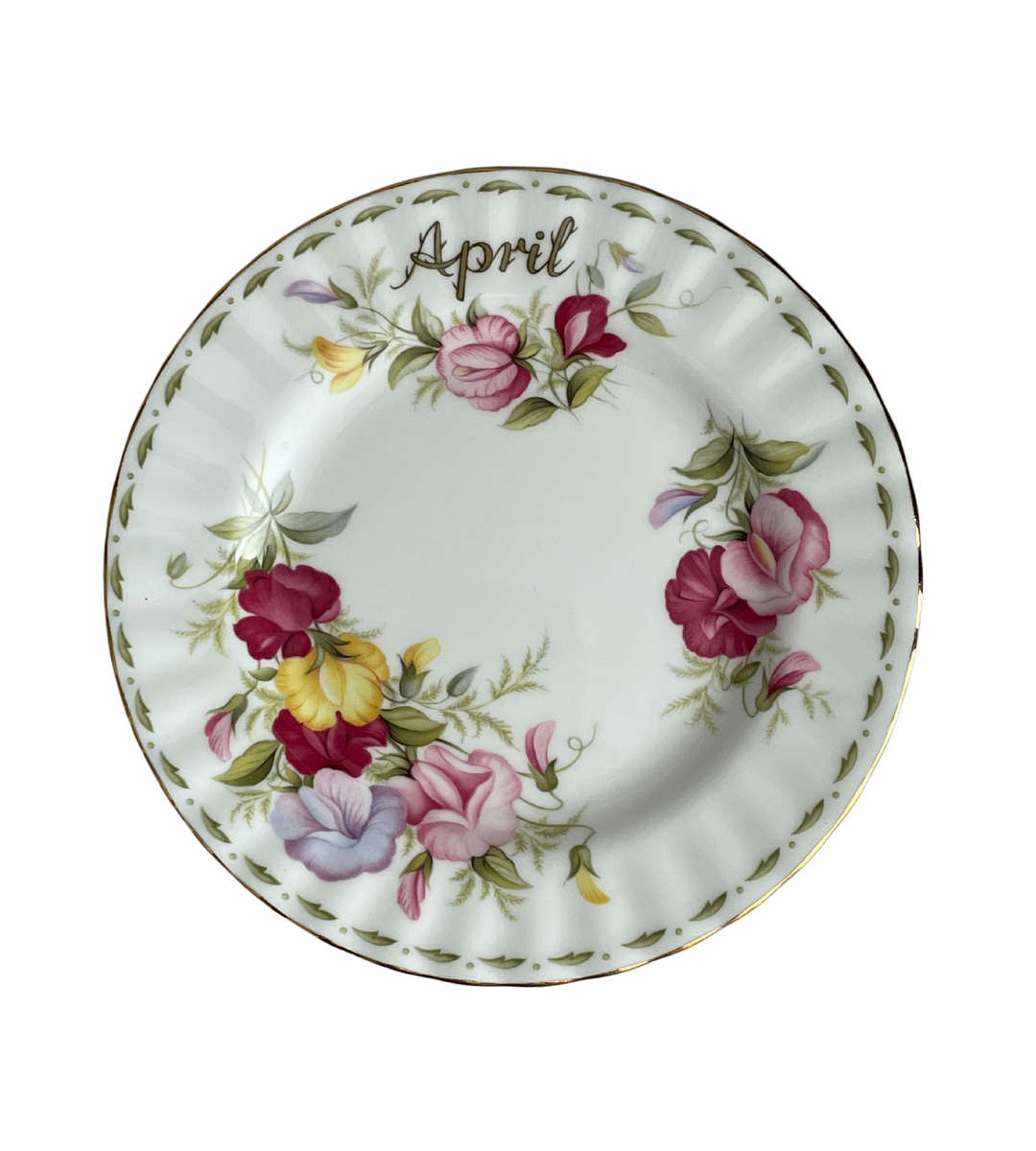 1970s Royal Albert - Flower of the Month "April" Bread and Butter Plate - Sweet Pea Design 16cm
