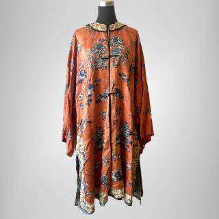 Antique Chinese Silk Embroidered Robe  Late Qing Dynasty (c.1870-1910)  Hand Embroidered Scenes