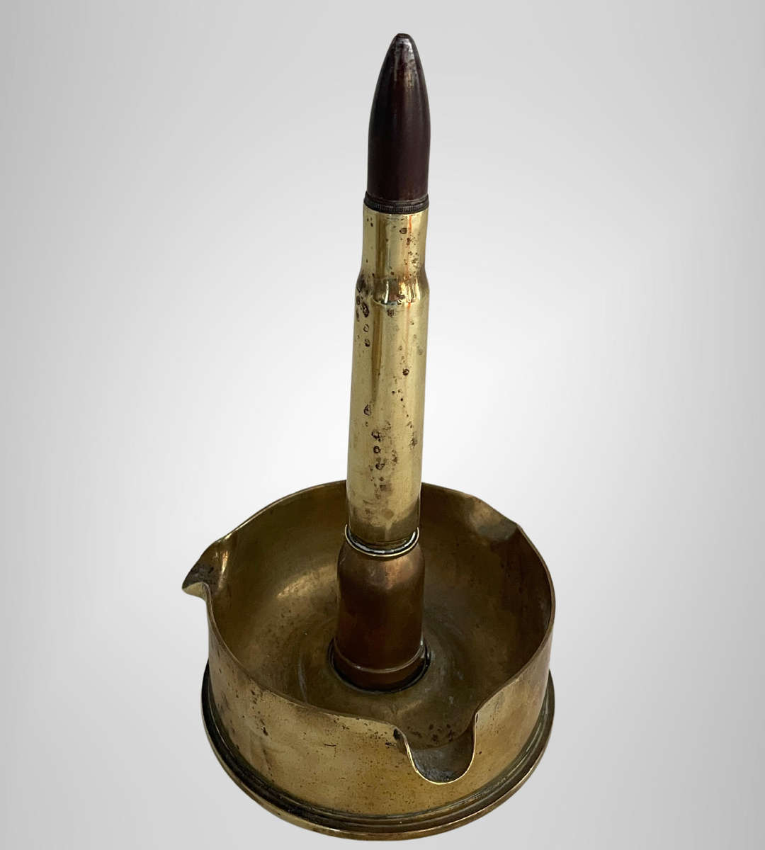 Reserve For Kayleigh - WWII 25Pdr & .50Cal TrenchArt Ashtray  Brass Shells Marked 1941
