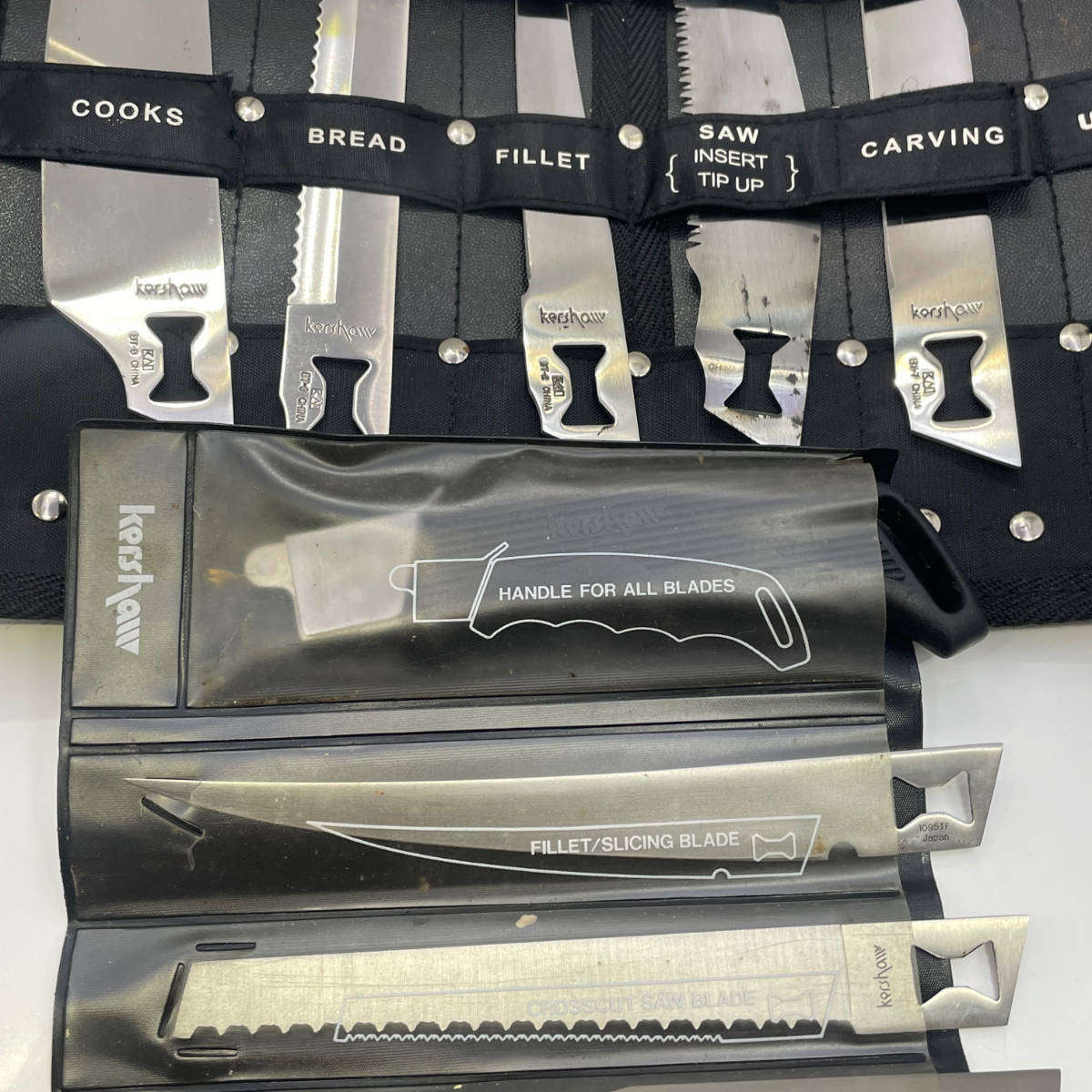 2 × Original Kershaw Knife Sets  Large Blade Set (6 Blades, No Handle) & Smaller Set with Handle