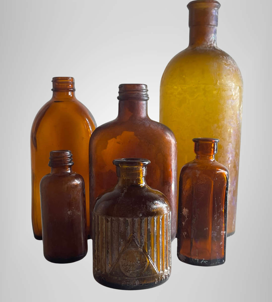 Vintage Glass Bottle Collection  Rare Vapo-Cresolene, Bovril, Amber Glass, Nasal Atomizer, and More