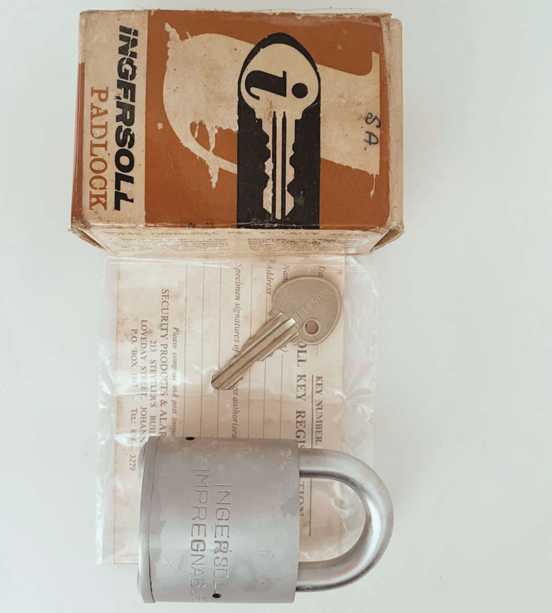 1970s Vintage Ingersoll "Impregnable" 10 Lever Padlock with Key - Original Box (Model 59 M4228)