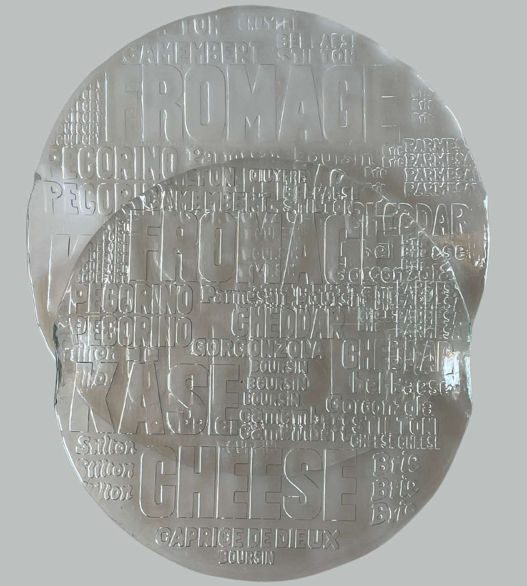 Pair of Vintage Clear Pressed Glass Fromage Cheese Platters | Mid-Century Style | No Chips or Cracks