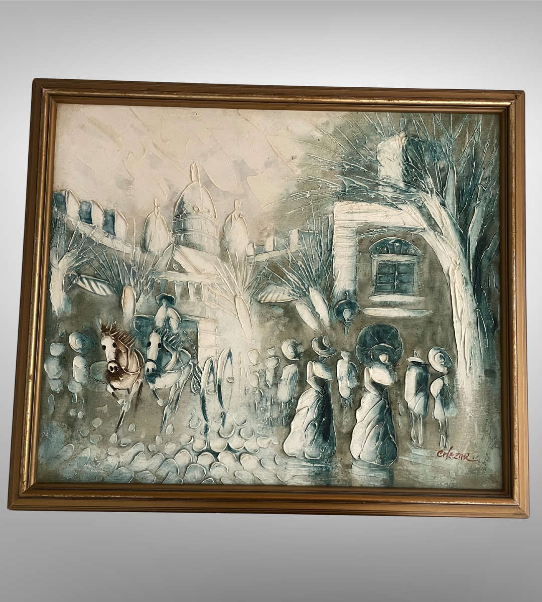 Original Boris Chezar Signed Oil Painting  Montmartre Paris Scene  Textured Art (R495!)