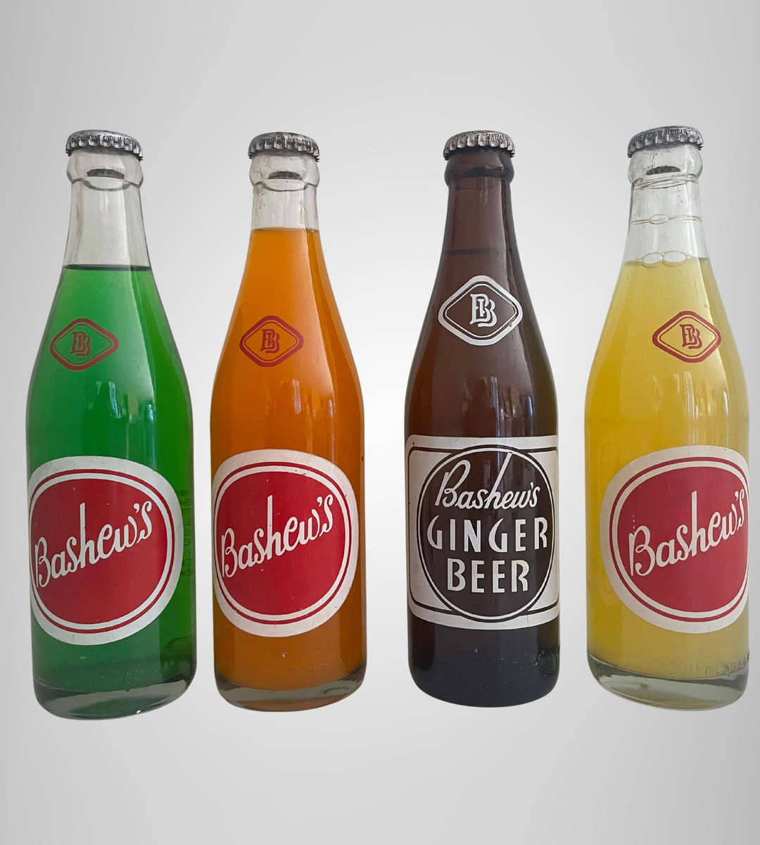 Classic Set of 4 Vintage Bashews Soft Drink Bottles