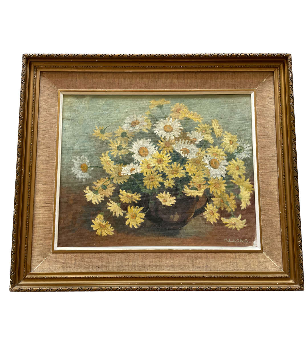 Vintage Still Life Oil Painting by M.L. Long  Framed, 59cm x 70cm