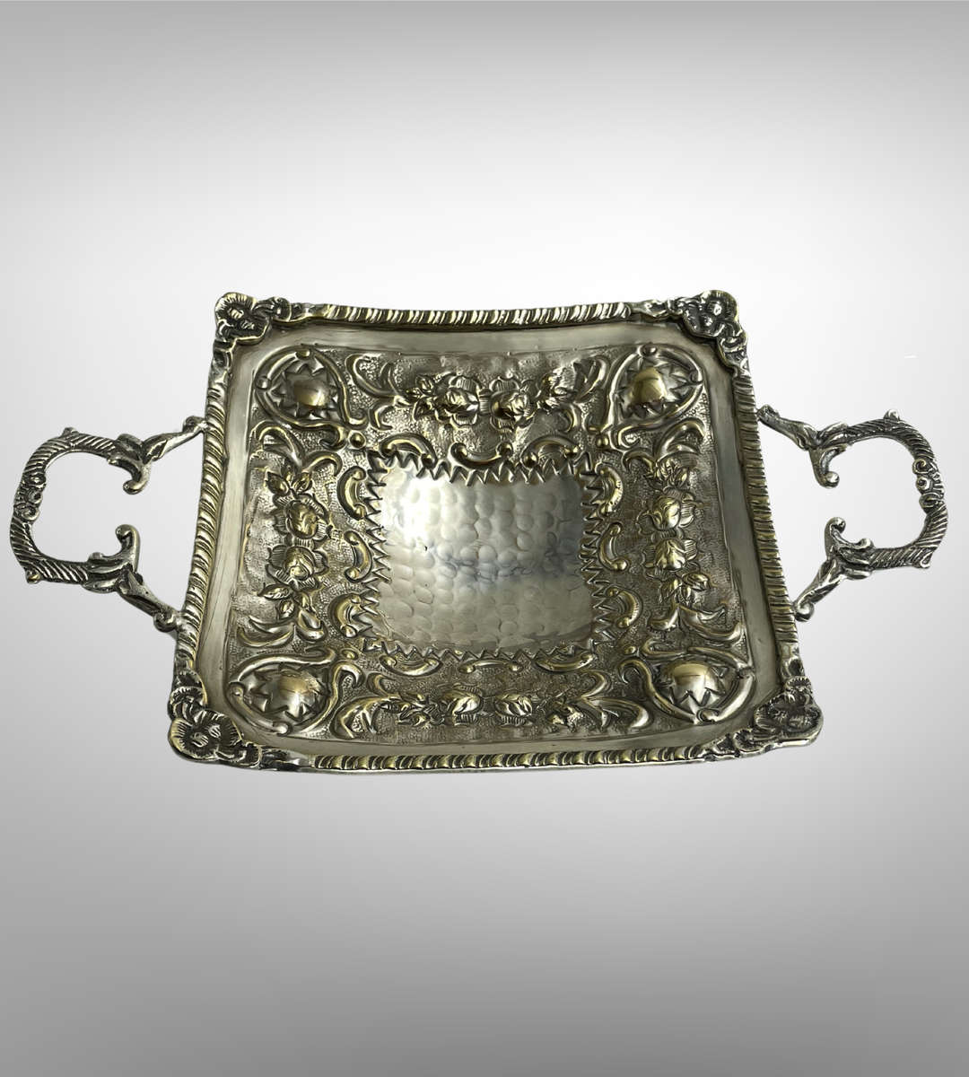 Antique Williams Sheffield Silver-Plated Bon Bon Dish with Ornate Handles & Floral Repoussé  1920s
