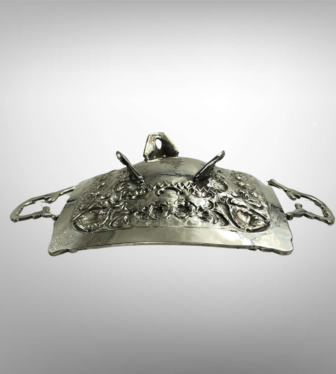 Antique Williams Sheffield Silver-Plated Bon Bon Dish with Ornate Handles & Floral Repoussé  1920s